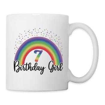 Mignon Rainbow 7 Birthday Girl, 8 ans B-day - Mug blanc - blanc - Droite