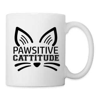 Pawsitive Cattitude - Drôle de chat disant - Mug blanc - blanc - Droite