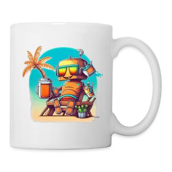 Glücklicher Roboter im Urlaub - Tasse - Weiß - Rechts
