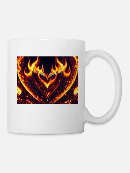 Dunkles Herz aus Flammen - Tasse - Weiß