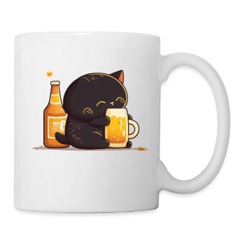 Câlins de chat avec de la bière - Mug blanc - blanc - Droite