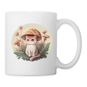 Aesthetic Cat Toadstool Hat Mushroom Cottagecore - Mug - white - Right