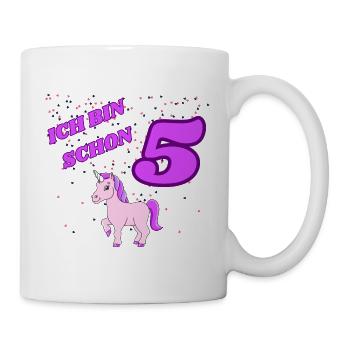 ICH BIN SCHON 5 Geburtstag Einhorn - Tasse - Weiß - Rechts