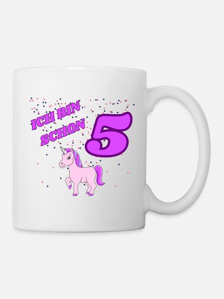 ICH BIN SCHON 5 Geburtstag Einhorn - Tasse - Weiß