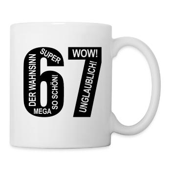 67. Geburtstag Wow Lustiges Motiv Nummer Ziffer 67 - Tasse - Weiß - Rechts