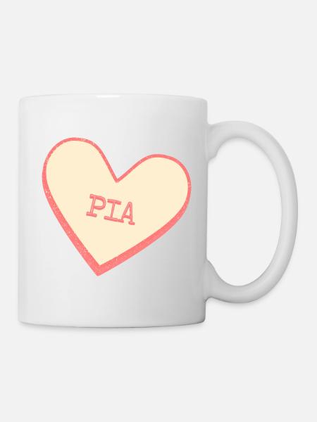 Pia Name Vorname rosa Zucker Herz - Tasse - Weiß