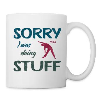Sorry, I was doing Yoga stuff - Vintage - Mug - white - Right