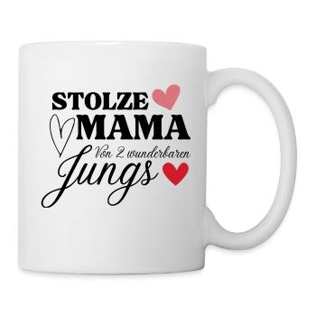 Stolze Mama von 2 wunderbaren Jungs - Tasse - Weiß - Rechts
