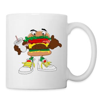 Burger Hamburger Cheeseburger Fast Food - Tasse - Weiß - Rechts