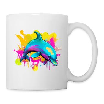 Bunter Delfin - Tasse - Weiß - Rechts