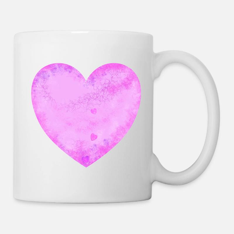 rosa Herz - Tasse - Weiß