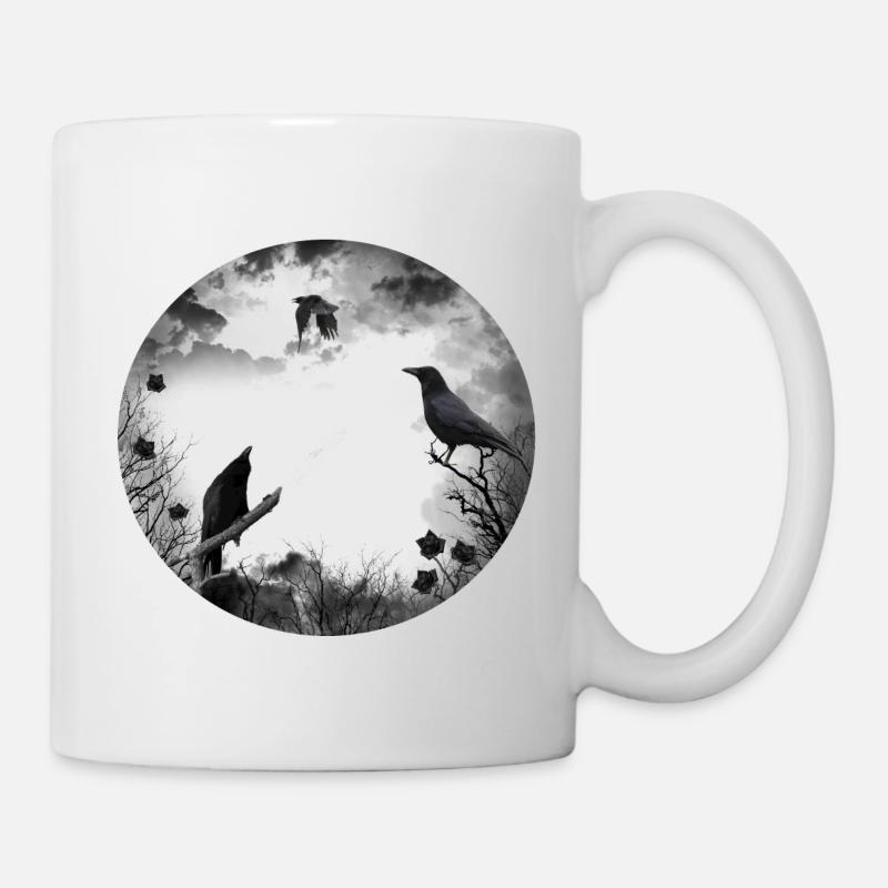 Gothique, corbeaux, corbeaux - Mug blanc - blanc