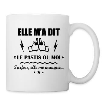Le pastis ou moi, idée cadeau pas cher, apéro - Mug blanc - blanc - Droite