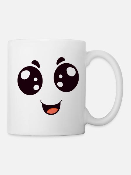 Des yeux, une bouche qui rit et qui a l’air mignon Halloween - Mug blanc - blanc