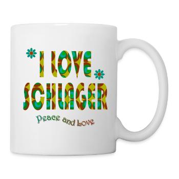 I LOVE SCHLAGER braun, türkis, grün - Tasse - Weiß - Rechts