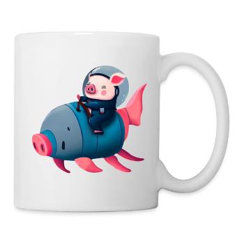 Pig Astronaut on Pig Rocket - Mug - white - Right