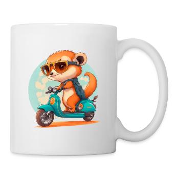 Escooting Erdmännchen Escooter Elektroroller - Tasse - Weiß - Rechts