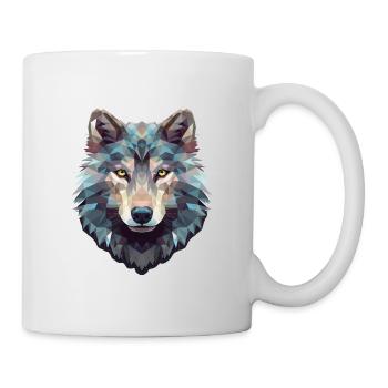 Tête de loup géométrique - Mug blanc - blanc - Droite