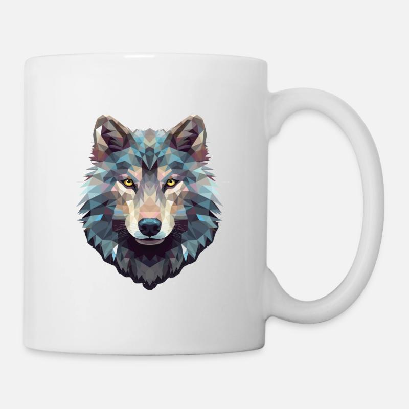 Tête de loup géométrique - Mug blanc - blanc