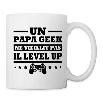 Un papa geek ne vieillit pas il level up - Mug blanc - blanc - Droite