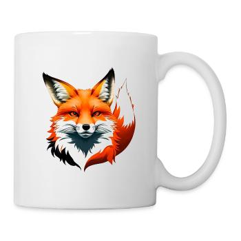 Wild Eleganter Fuchskopf mit Fuchsschwanz - Tasse - Weiß - Rechts