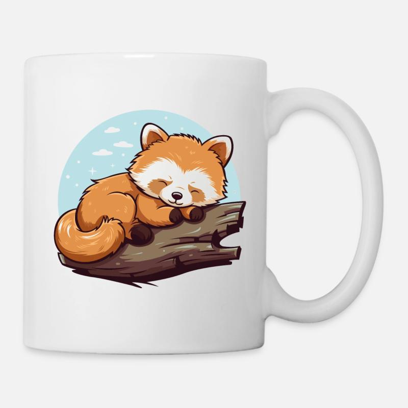 Schlafender Roter Panda auf Ast - Tasse - Weiß