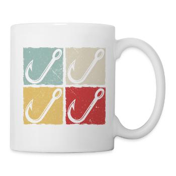 Retro Fish Hook Bait Fishing Retro Gift Idea - Mug - white - Right