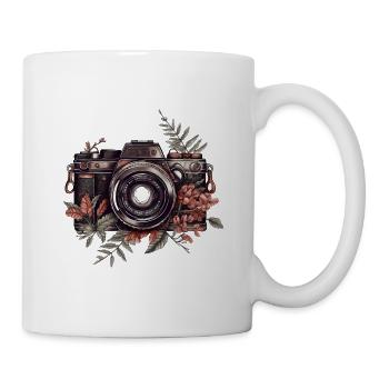 Cool vintage retro camera with flowers and leaves - Mug - white - Right