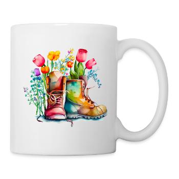 Bottes de jardin avec fleurs, joie de jardin, jardinier - Mug blanc - blanc - Droite