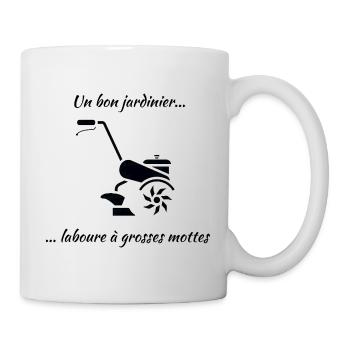 LOGO Un bon jardinier laboure à grosses mottes - Mug blanc - blanc - Droite