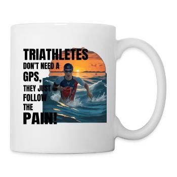 Schwimmen, Radfahren, Laufen, Triathlon, Triathlet, Leichtathletik - Tasse - Weiß - Rechts