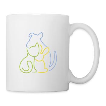 Tierische Freunde – blau grün gelb - Tasse - Weiß - Rechts