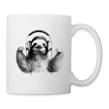 Sloth with headphones - Mug - white - Right