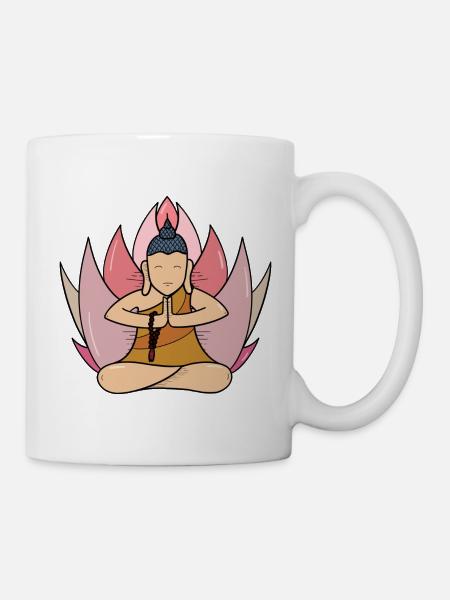 Moine bouddhiste lotus - Mug blanc - blanc