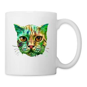 Bunte Katze - Tasse - Weiß - Rechts
