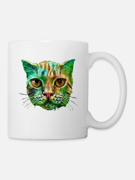Bunte Katze - Tasse - Weiß