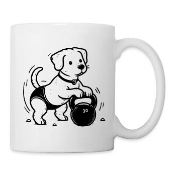 Kettlebell Hund Training Buddies Sport Geschenk - Tasse - Weiß - Rechts