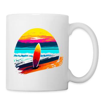 Sonnenuntergang mit Surfbrett - Tasse - Weiß - Rechts