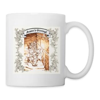 Christmas Mice, carol singing mice, antique, sepia - Mug - white - Right