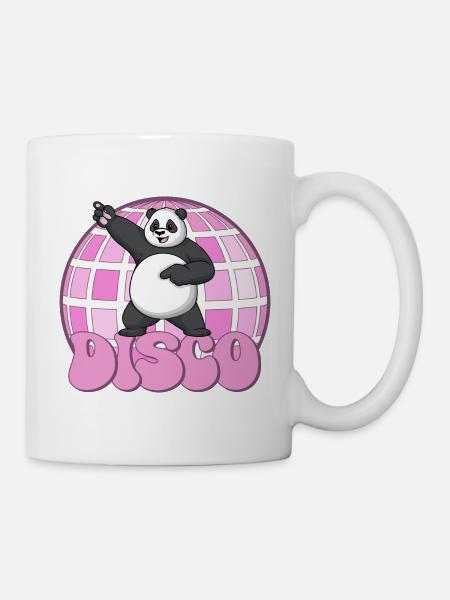 Panda Bär Tanzen Disco Party 70er Jahre Discokugel - Tasse - Weiß