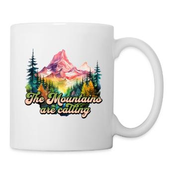 The Mountains Are Calling Berge Bergsteiger Natur - Tasse - Weiß - Rechts