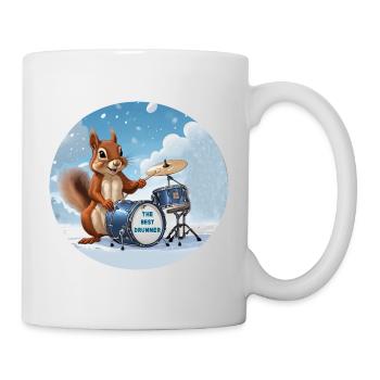 Squirrel plays drums in the snow - Mug - white - Right