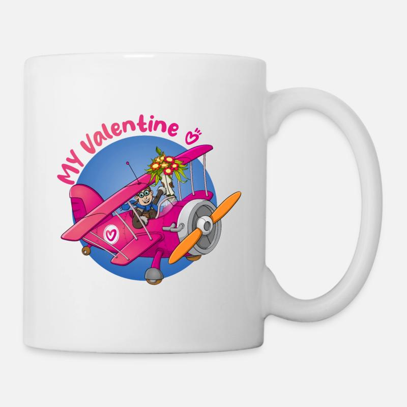 My valentine, pilot with flowers in airplane - Mug - white