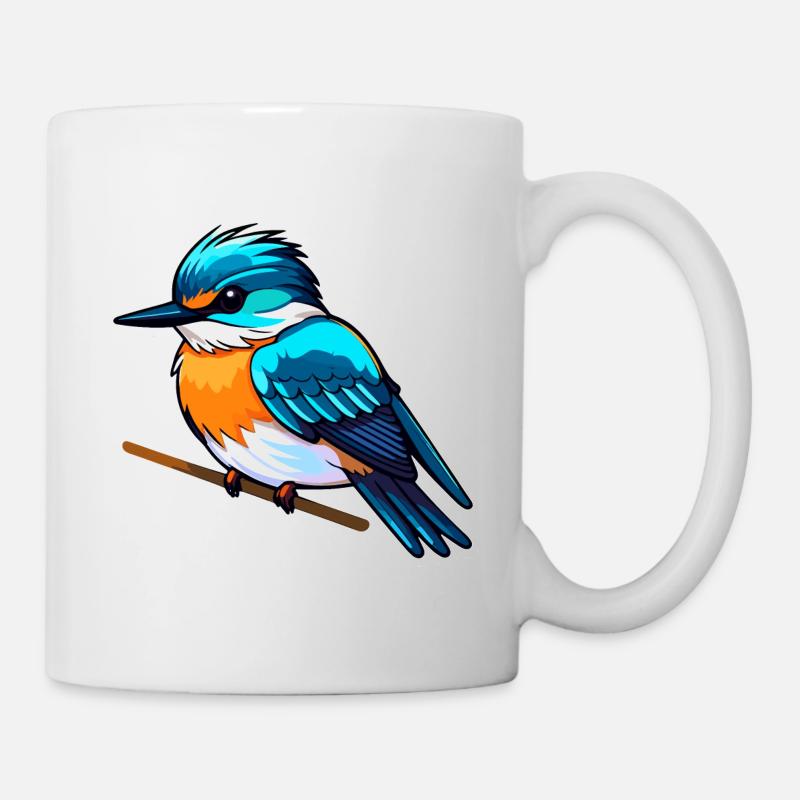 Dessin d’oiseau martin-pêcheur - Mug blanc - blanc