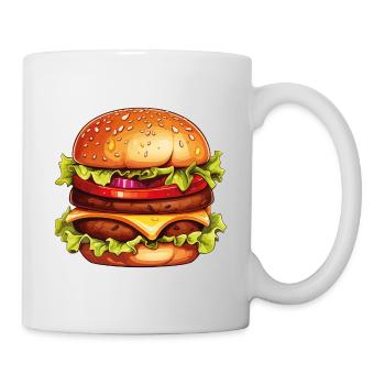 Burger Hamburger Cheeseburger Fast Food USA Comic - Tasse - Weiß - Rechts