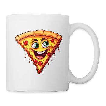 Pizza Pizza Slice Face Laughs Pizzeria Funny - Mug - white - Right