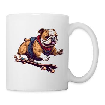 Cool Bulldog Skateboarder en action - Mug blanc - blanc - Droite