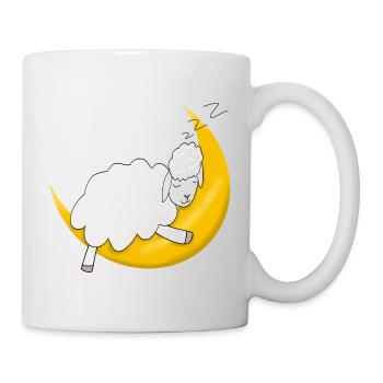 Schaf schläft auf Mond - Tasse - Weiß - Rechts