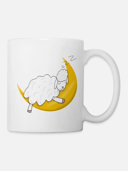 Sheep sleeping on moon - Mug - white
