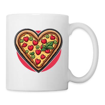 Pizza Herz - Valentinstag - Tasse - Weiß - Rechts